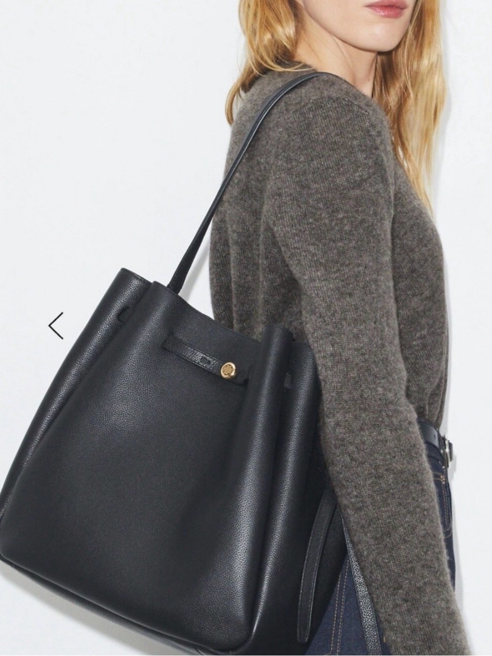 Tory Burch Black Romy Leather Bucket Bag - Picture 2 of 10